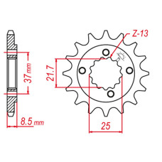 Передня зірка 350 14 GROSSKOPF HONDA XR 600 91-00, POLARIS 500 03-07, TRX 400 X/EX 05-14